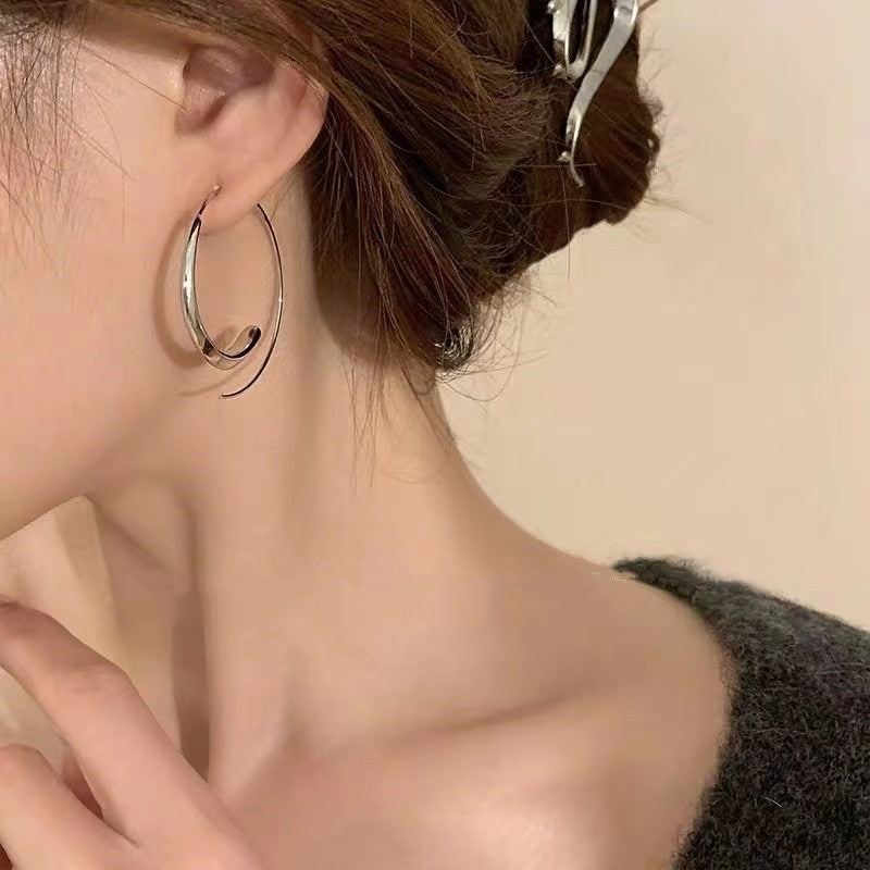 Exaggerated Round Circle Earrings Simple Ear Hooks for Women Fashion Jewelry