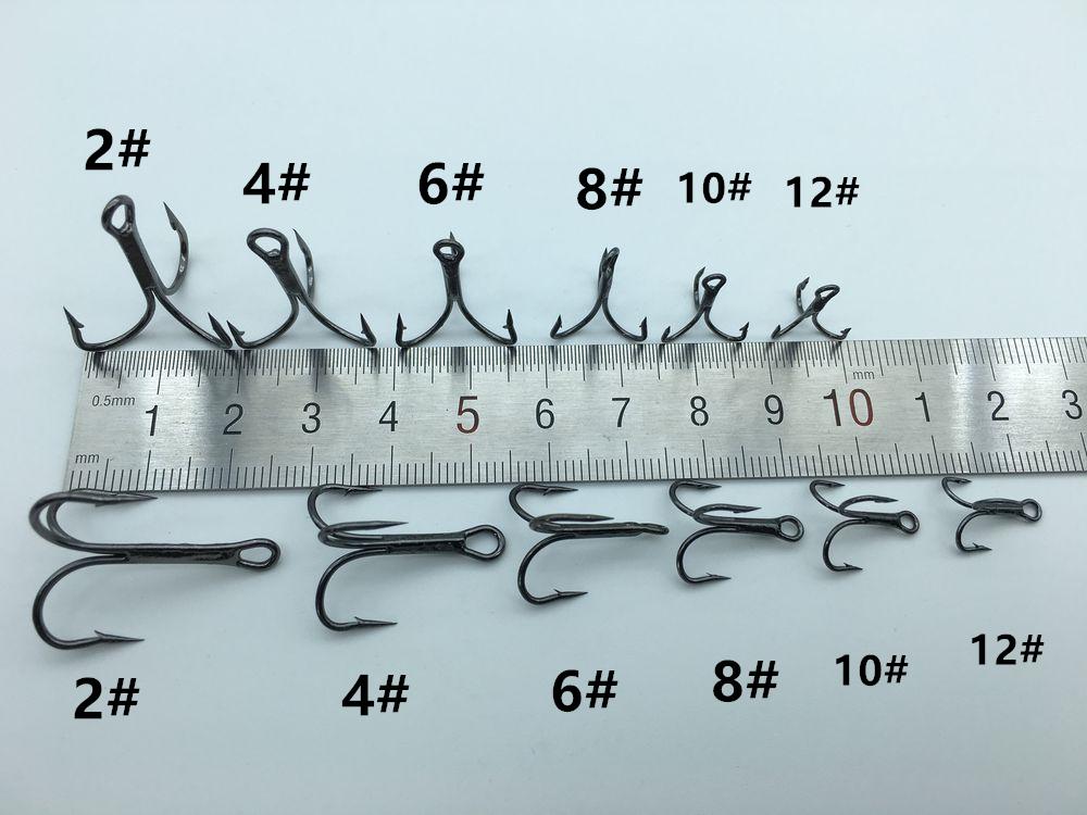 20 High Carbon Steel Treble Fishing Hooks Sizes 2# to 10# Enhanced Catch Rate