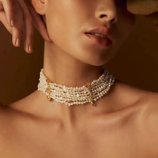 Vintage Freshwater Pearl Choker Necklace Adjustable Length Luxury 33-40cm Fit