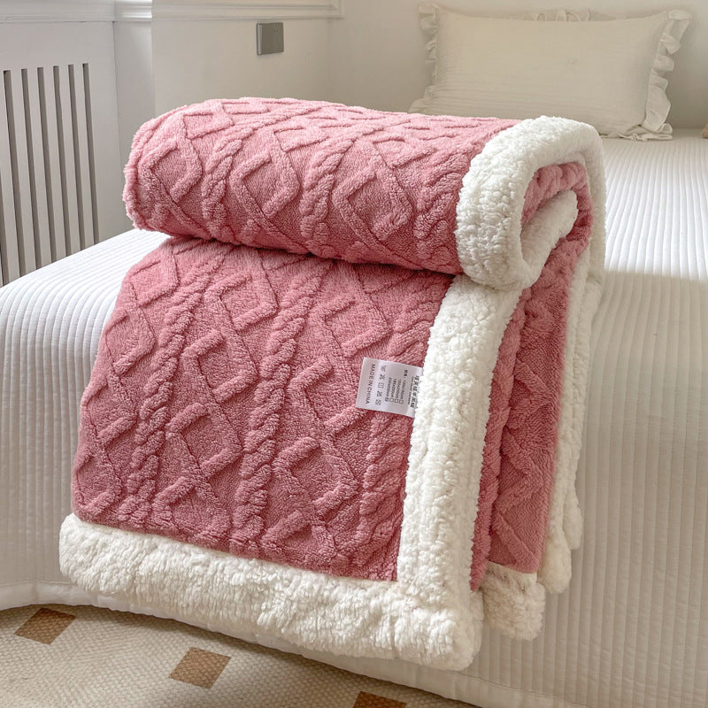 Double-Layer Polar Fleece Blanket for Winter Comfort, Thick and Soft Insulation