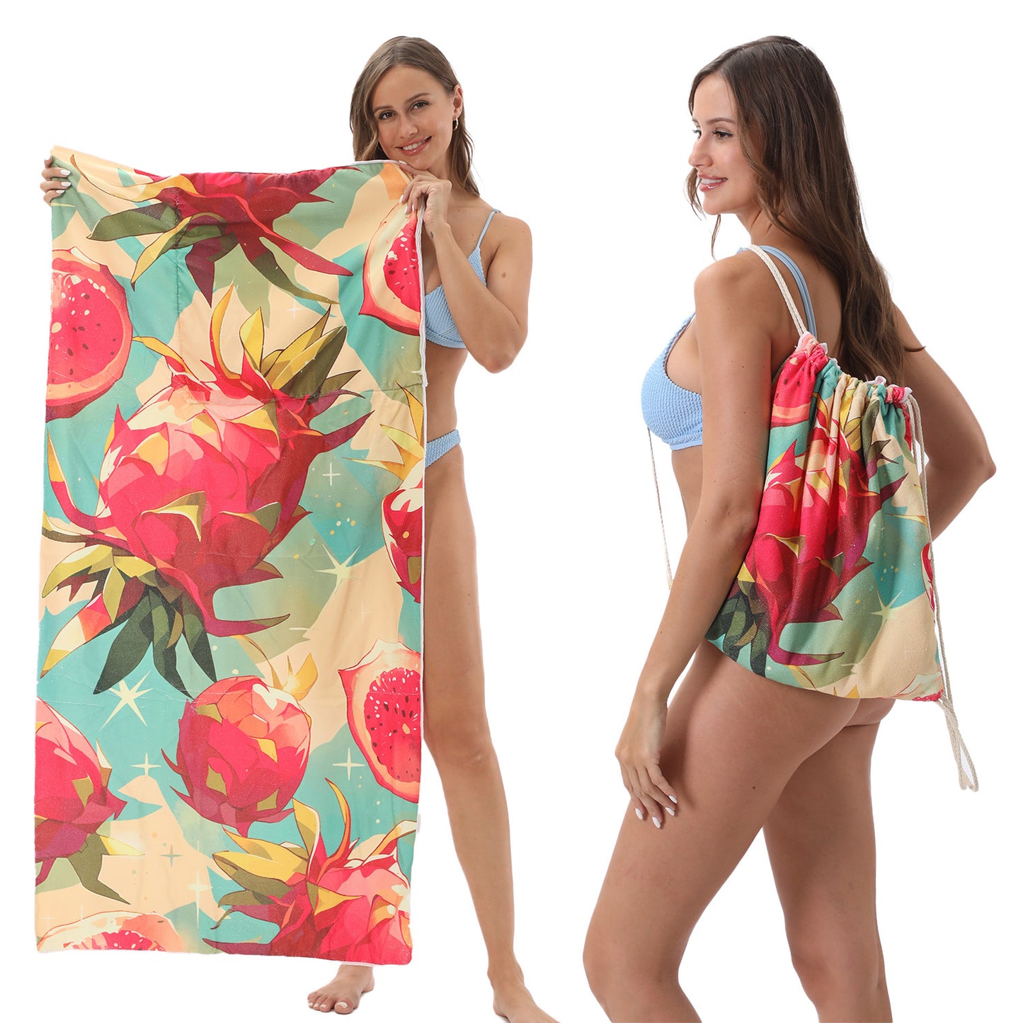 Microfiber Beach Towel Lightweight Quick Drying Pocket 70x140cm Extra Absorbent