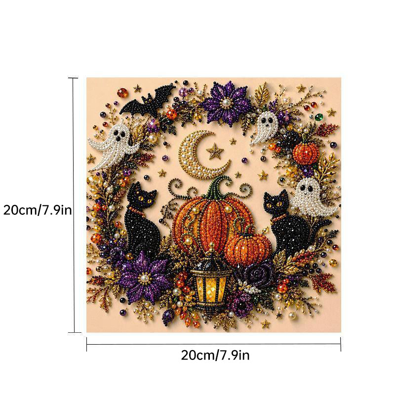 Diamond Art Kit Full Drill Halloween Ghost Crow Cat Pumpkin Skull Wall Decor
