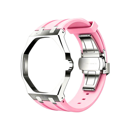 For AP x Swatch Royal Pop Metal Case Silicone Strap 3 12 Crown Steel Clasp