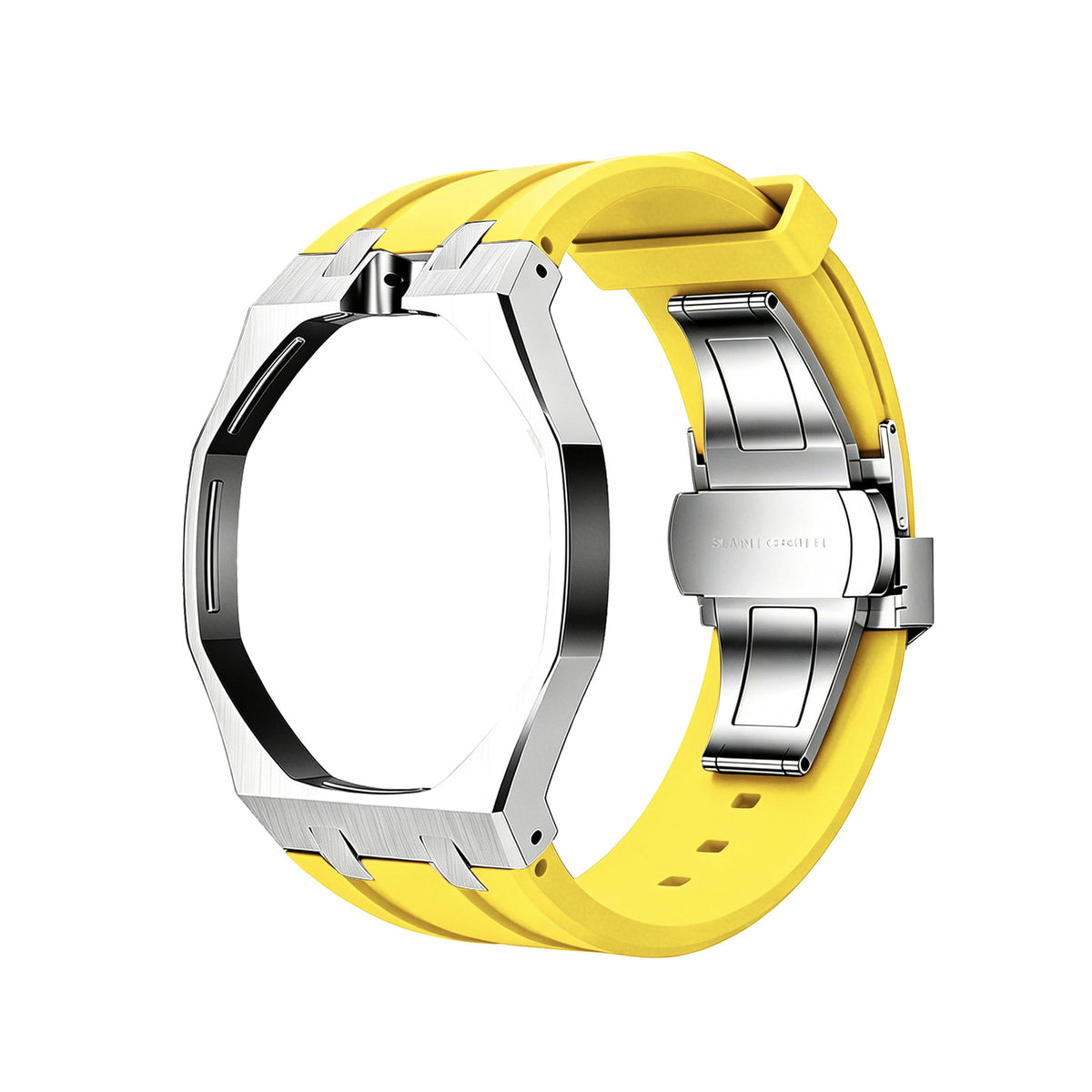 For AP x Swatch Royal Pop Metal Case Silicone Strap 3 12 Crown Steel Clasp