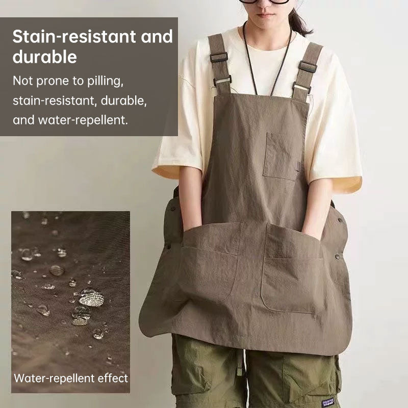 Unisex Waterproof Adjustable Double Sided Chef Apron Pure Colour Kitchen Wear