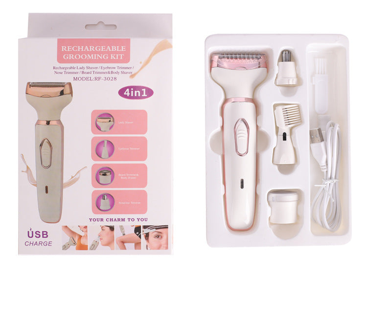 4-in-1 Painless Hair Removal USB Rechargeable Eyebrow Nose Body Trimmer