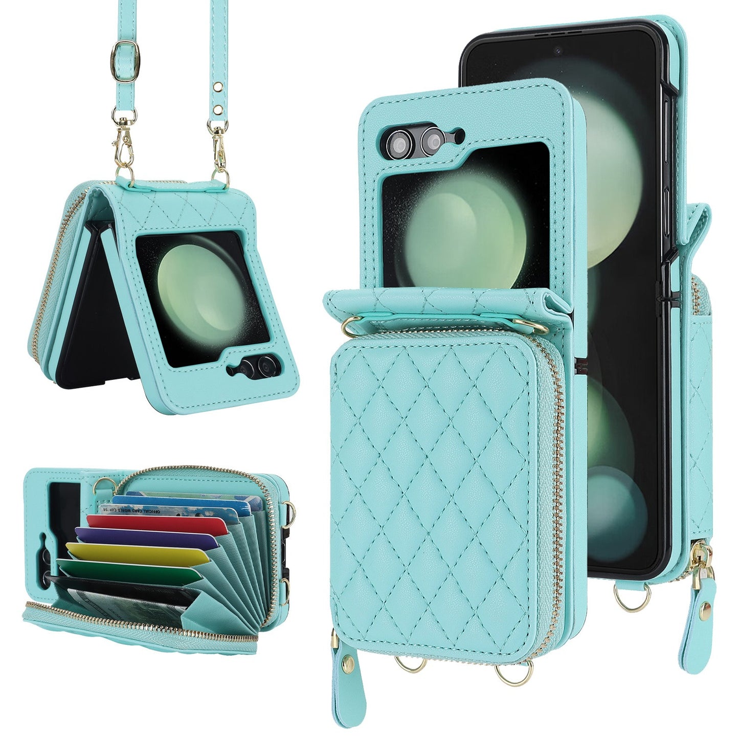 Premium Wallet Case For Samsung Galaxy Z Flip 6 5 4 Crossbody Card Holder RFID
