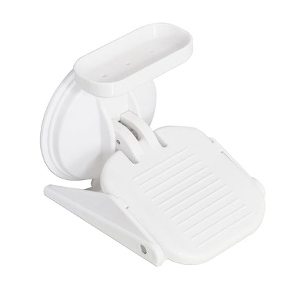 Bathroom Foldable Wall Mounted Footrest Suction Cup Bracket Storage Rack Shelf