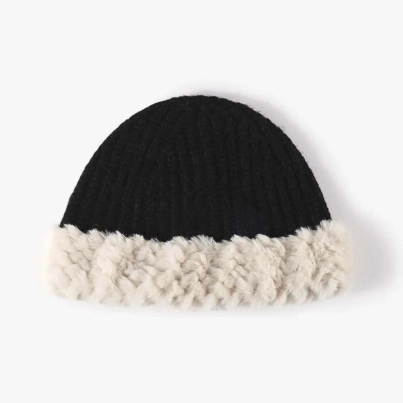 Winter Warm Faux Fur Knit Bucket Hat Adjustable Casual Headgear Snug Comfort