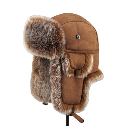 Men's Winter Trapper Hat Velvet Lining Faux Fur Ushanka Ear Flaps Aviator Cap