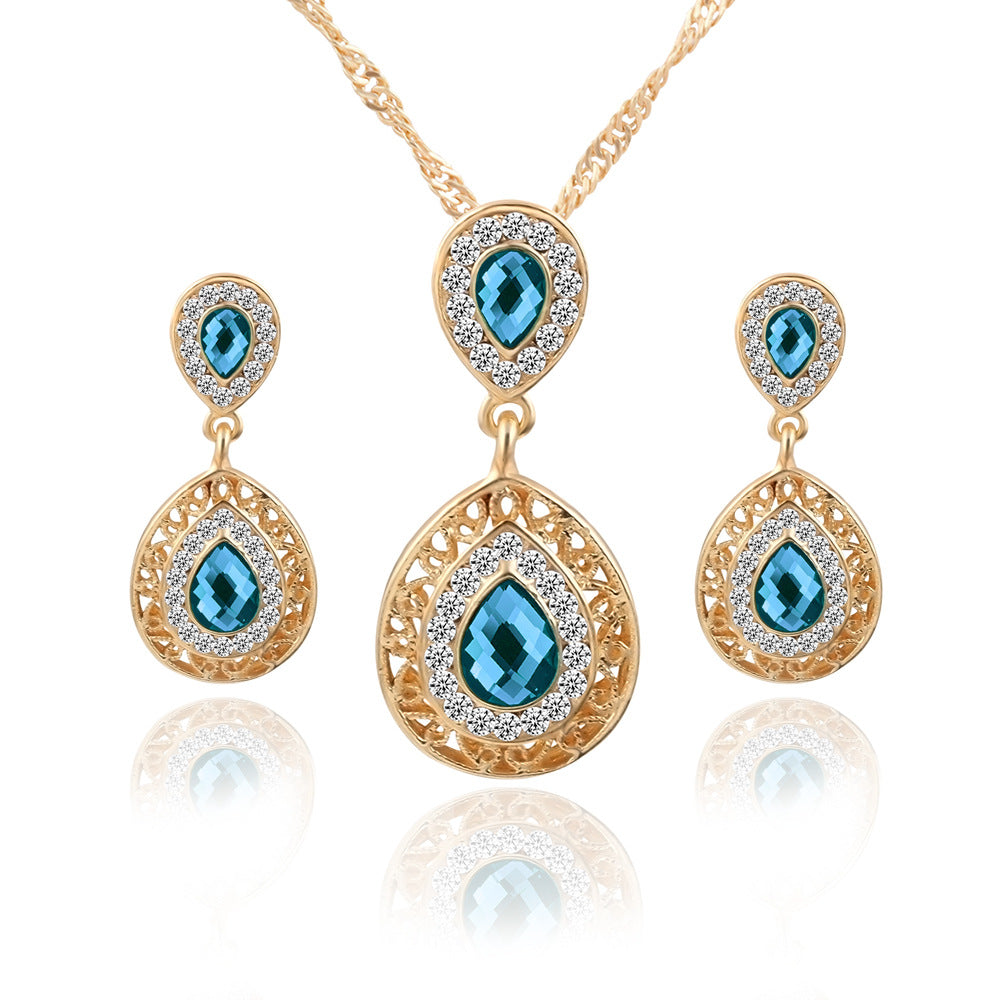 Gold Plated Austrian Crystal Necklace Earring Set Jewellery