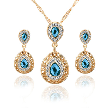 Gold Plated Austrian Crystal Necklace Earring Set Jewellery