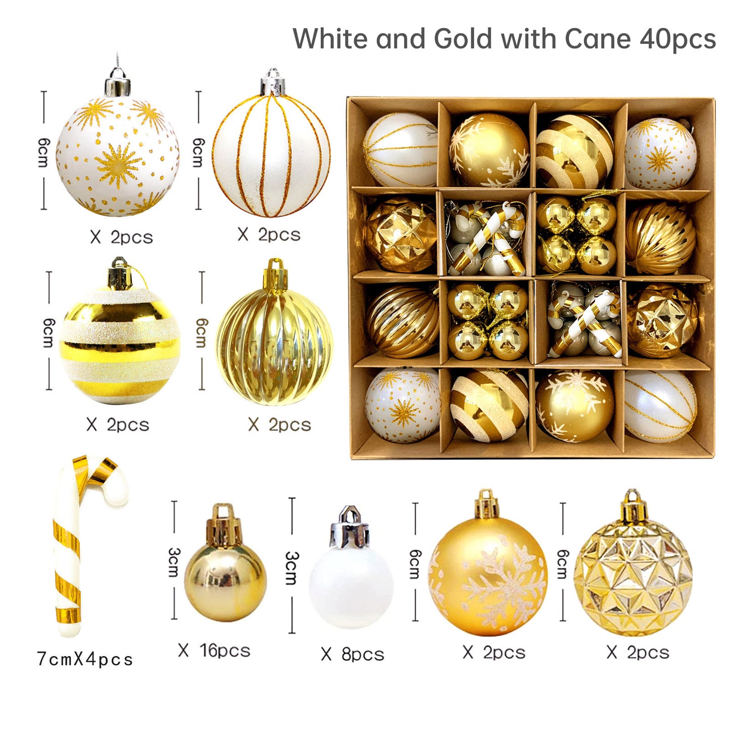 Christmas Tree Ornament Set Premium Bulk Pack Collection Assorted Designs Xmas