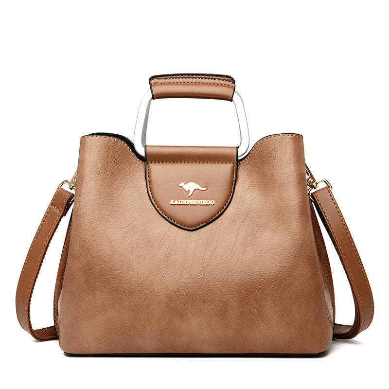 Medium Faux Leather Crossbody Bucket Bag Women Adjustable Shoulder Strap Handbag