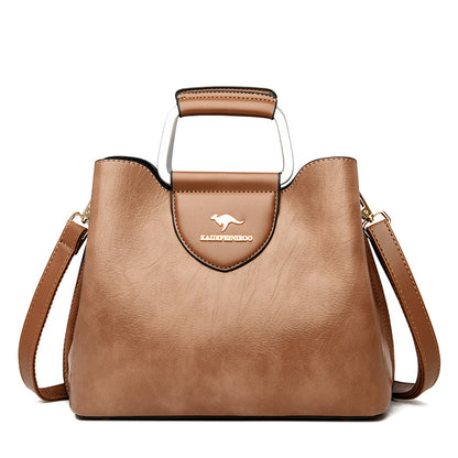 Medium Faux Leather Crossbody Bucket Bag Women Adjustable Shoulder Strap Handbag