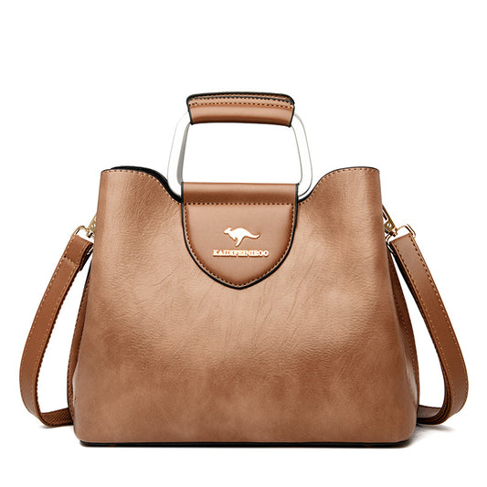 Medium Faux Leather Crossbody Bucket Bag Women Adjustable Shoulder Strap Handbag