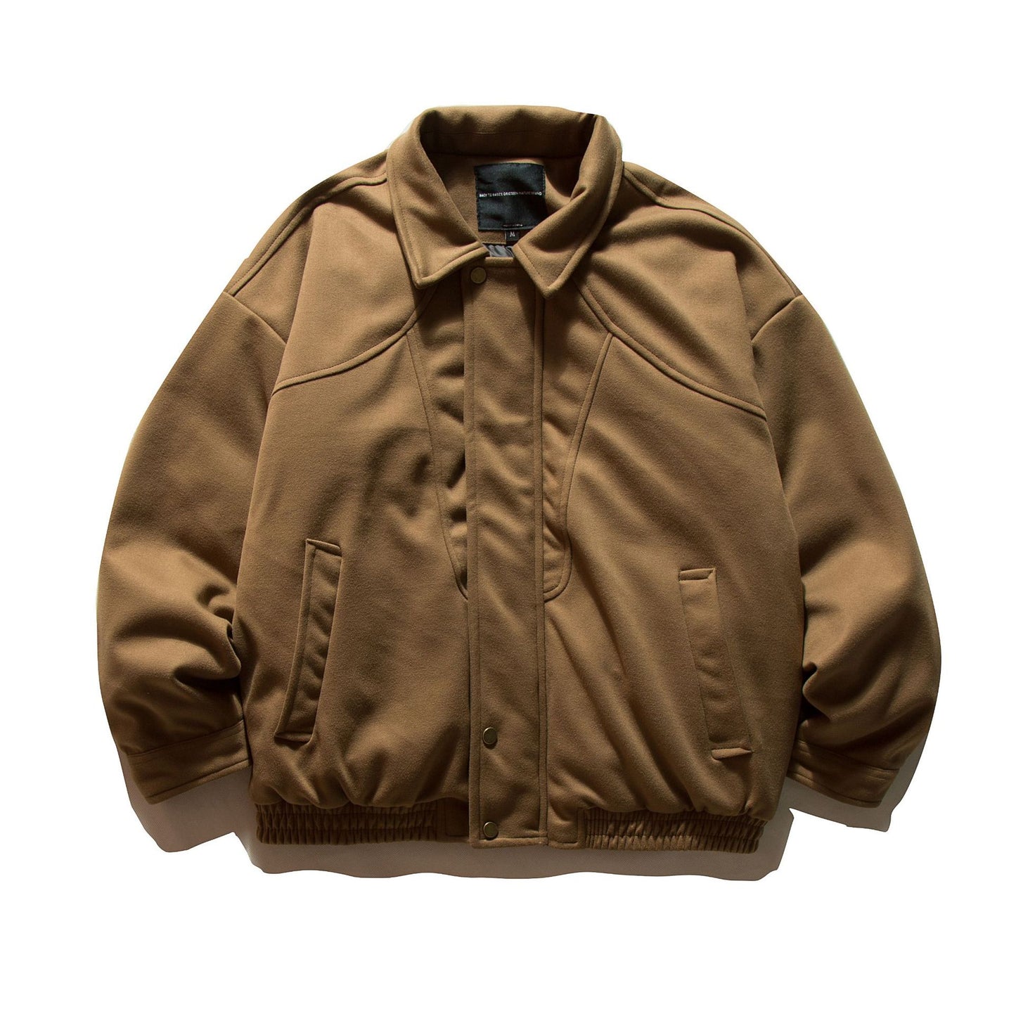 Melange Wool Blend Motorcycle Jacket with Secure Zipper and Adjustable Neck Fit