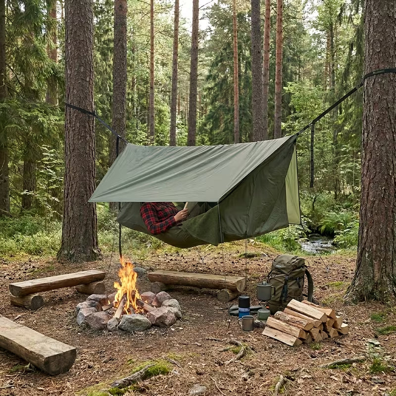 Zip Mosquito Net Hammock Tent 200x80cm Adult Hanging Chair With Rainfly Camping