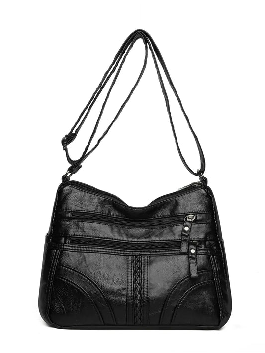 Faux Leather Adjustable Strap Shoulder Bag Medium Size Multiple Colours