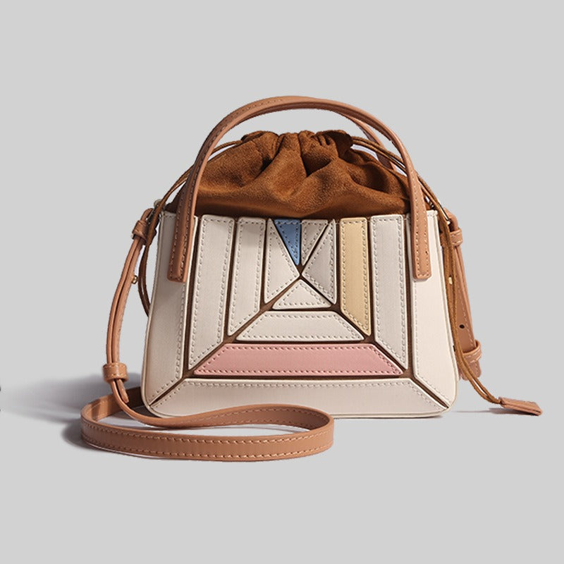 Colourful Geometric PU Leather Mini Handbag Compact Crossbody Tote Fashion