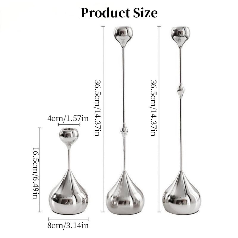 Silver Metal Teardrop Candelabra Trio Romantic Art Table Decor Dining Wedding