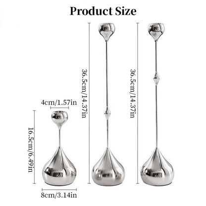 Silver Metal Teardrop Candelabra Trio Romantic Art Table Decor Dining Wedding