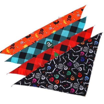 Adjustable Holiday Festive Pet Bandana Scarf Bib Seasonal Design for Dogs Cats