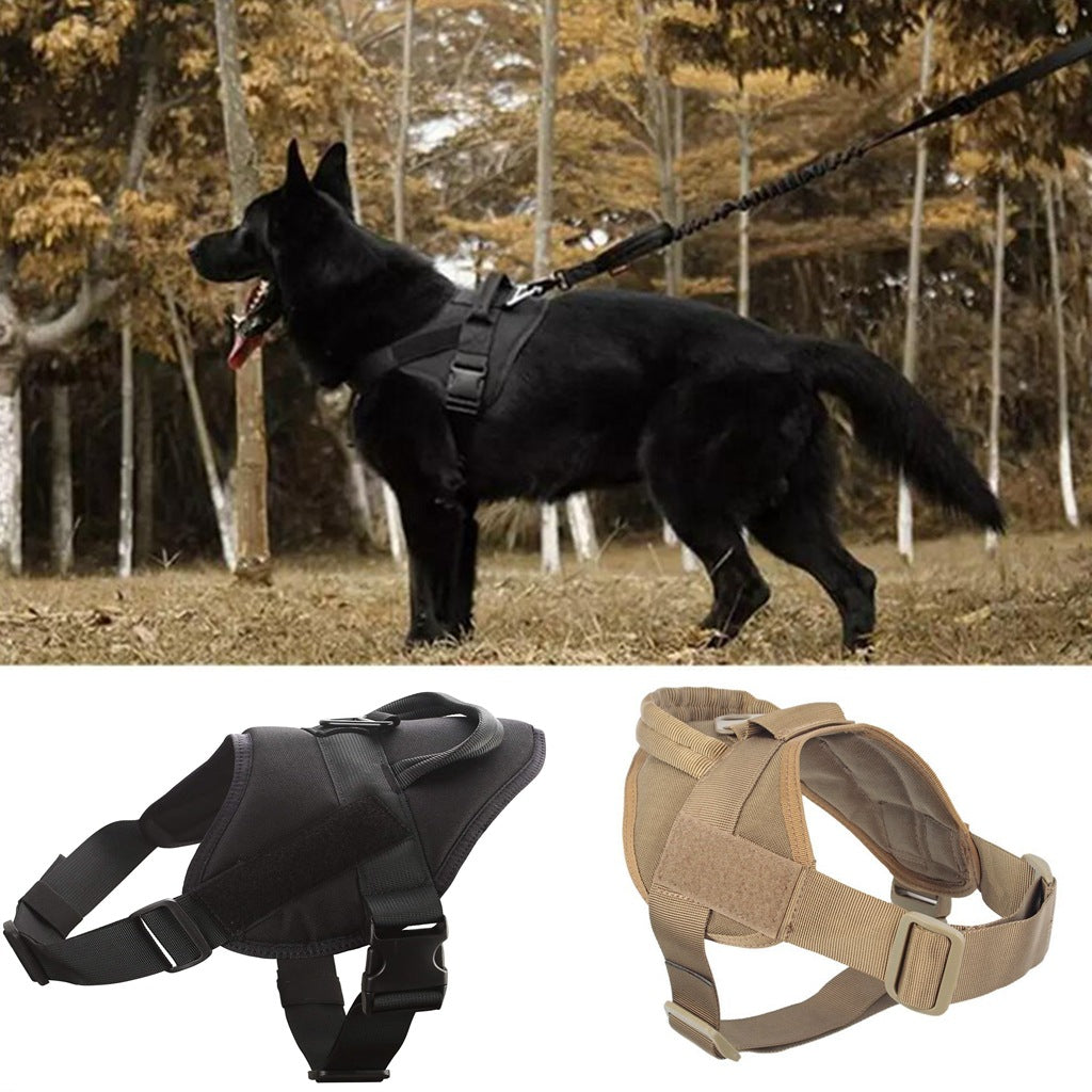 Outdoor Dog Tactical Vest Adjustable Harness Black Military Design Clothing