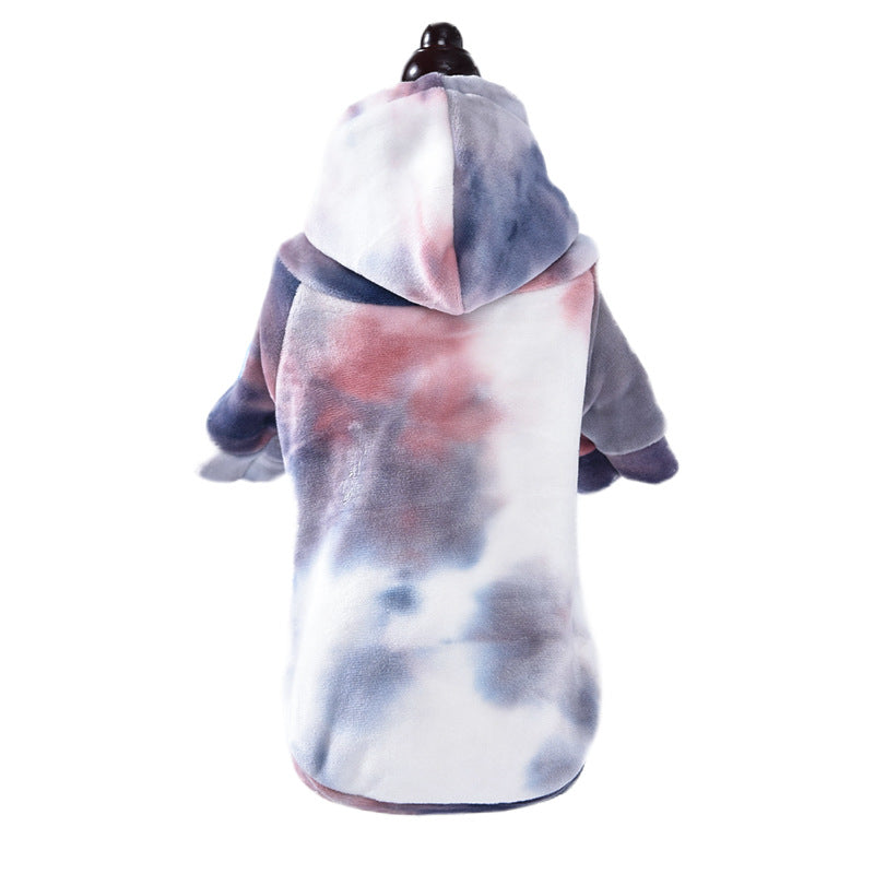 Dog Winter Plush Hoodie Warm Stylish Pet Sweater Gradient Colour Small Dogs Cats