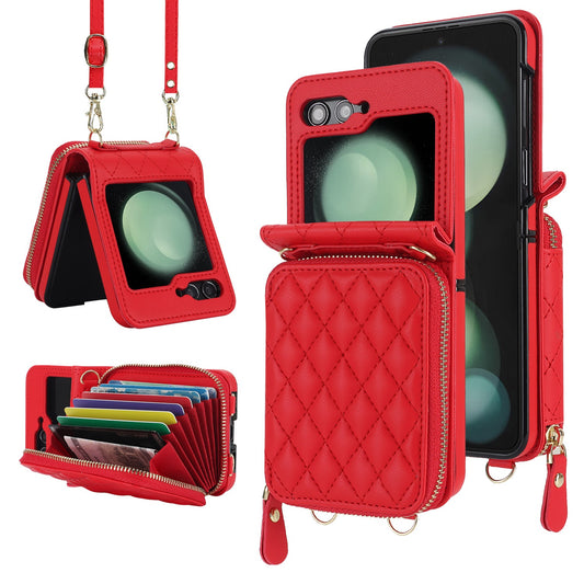 Premium Wallet Case For Samsung Galaxy Z Flip 6 5 4 Crossbody Card Holder RFID