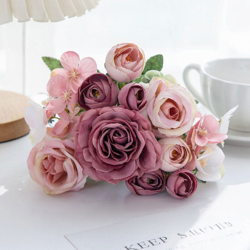 Silk Rose Floral Arrangement Table Centerpiece Premium Home Event Decor Display