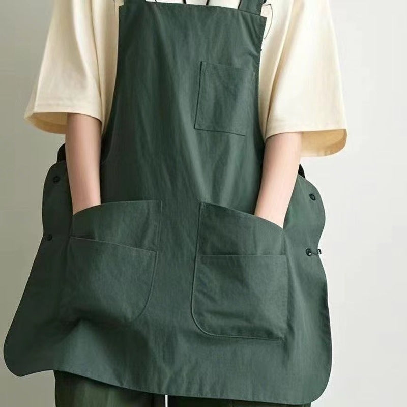 Unisex Waterproof Adjustable Double Sided Chef Apron Pure Colour Kitchen Wear