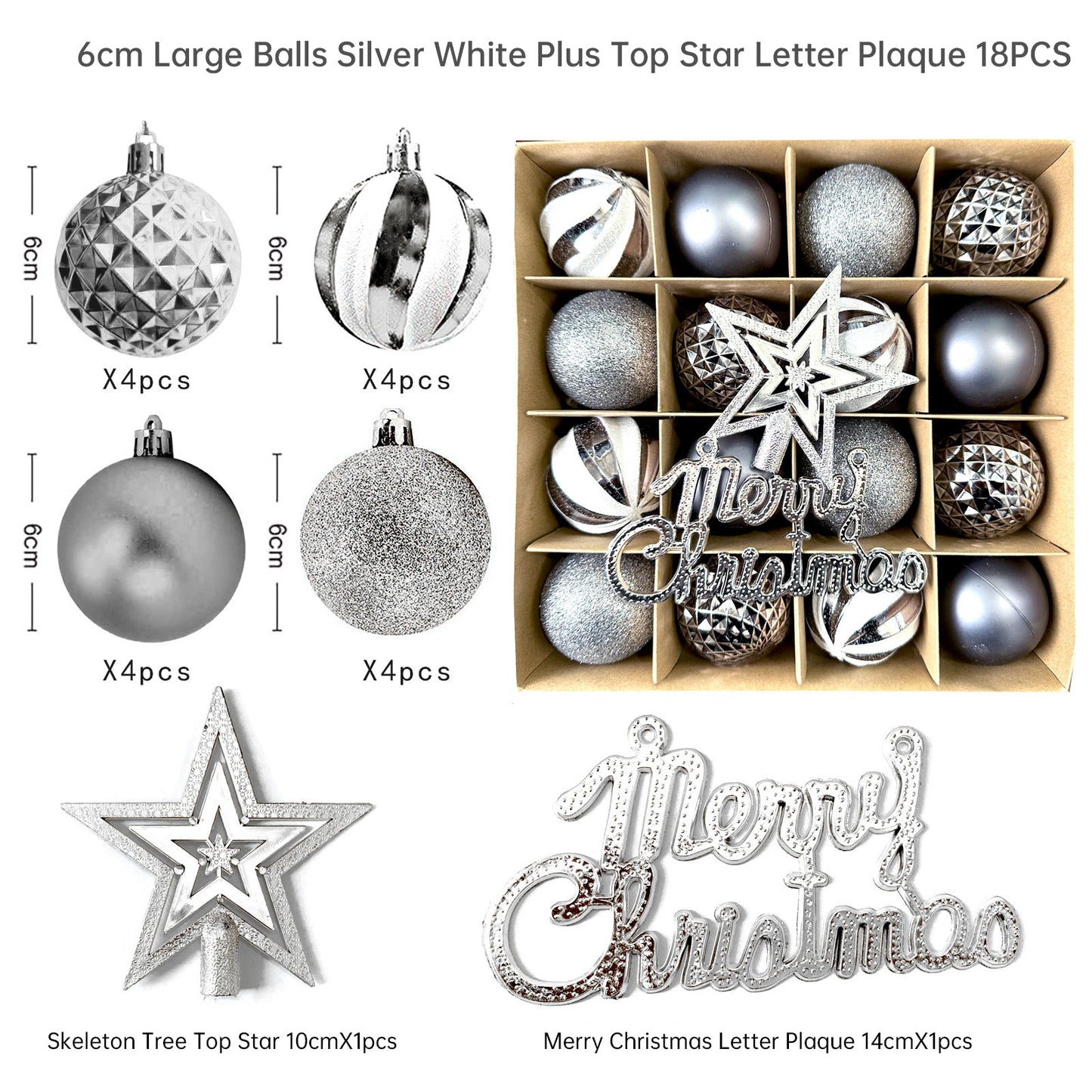 Christmas Tree Ornament Set Premium Bulk Pack Collection Assorted Designs Xmas