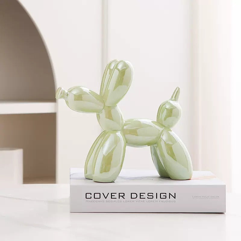 Ceramic Balloon Dog Figurine Decorative Sculpture L20cm H18cm Multiple Colours