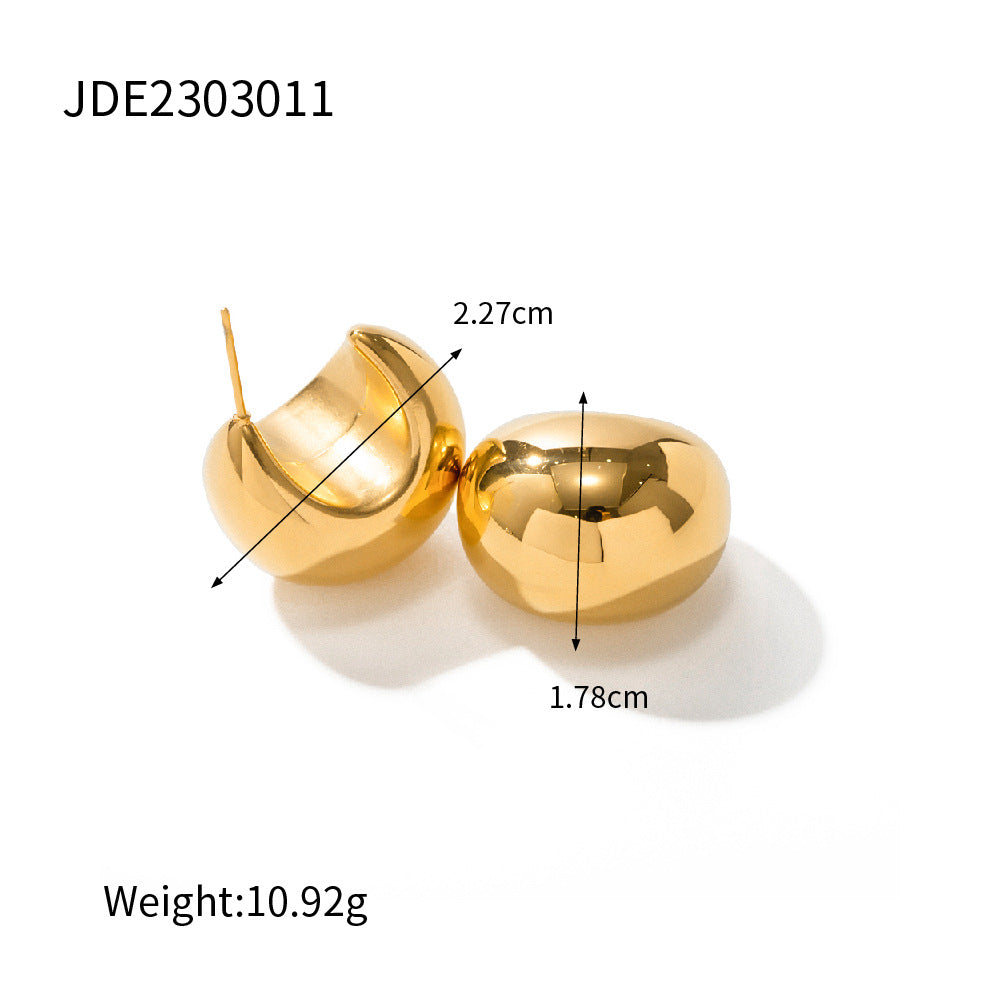 Crescent Semi-Circle Gold Silver Earrings Hollow Design Women's Jewelry