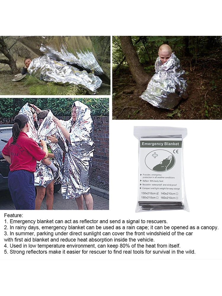 Emergency Thermal Survival Blanket Lightweight Waterproof Heat Retention Wrap