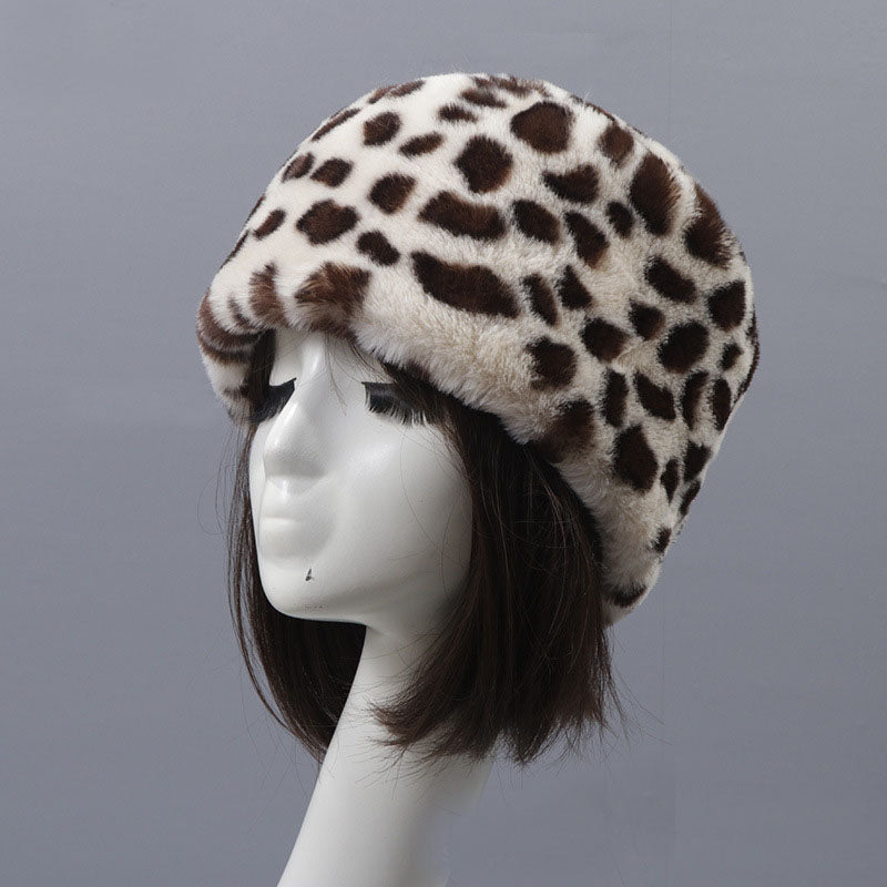 Winter Faux Fur Flat Top Hat Warm Brimless Acrylic Womens Hats Plush Russian