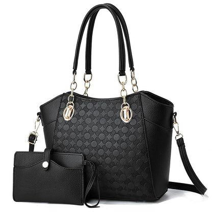 2pc Leather Large Capacity Tote Bag Womens Chain Shoulder Bag Khaki