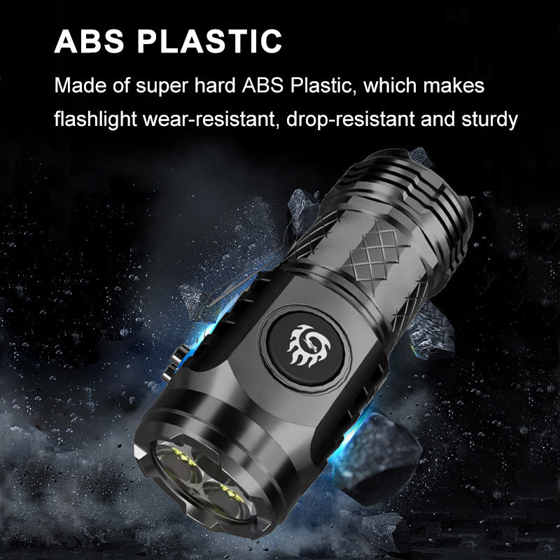 High Lumens Rechargeable LED Flashlight 5 Modes Type-C EDC Emergency Light