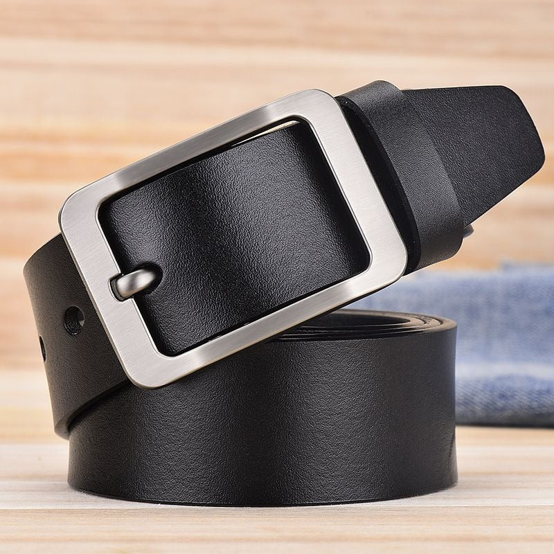 Men's Genuine Real Leather Belt Buckle Trouser Jeans Denim Casual Black Brown