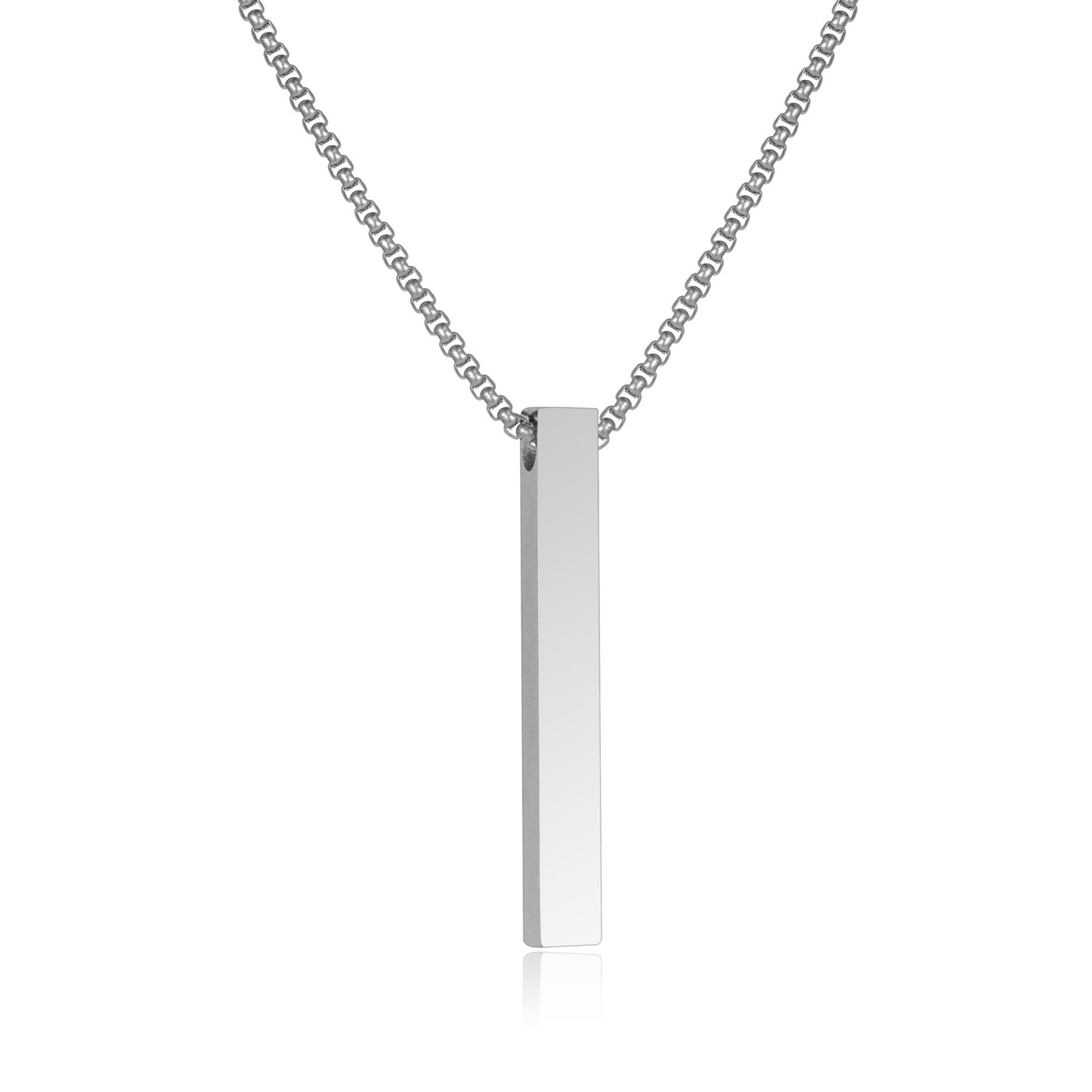 Gold Silver Black Necklace Four-Sided Cylinder Polished Cube Stainless Steel