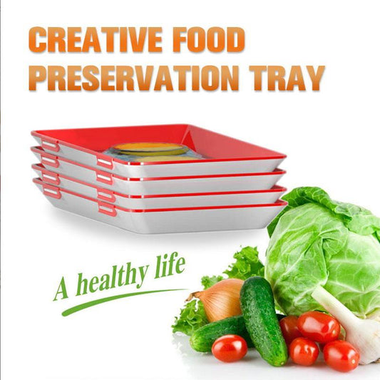 Food Preservation Tray Sealing Freshness Space Saver Refrigerator Safe 30x22x3cm