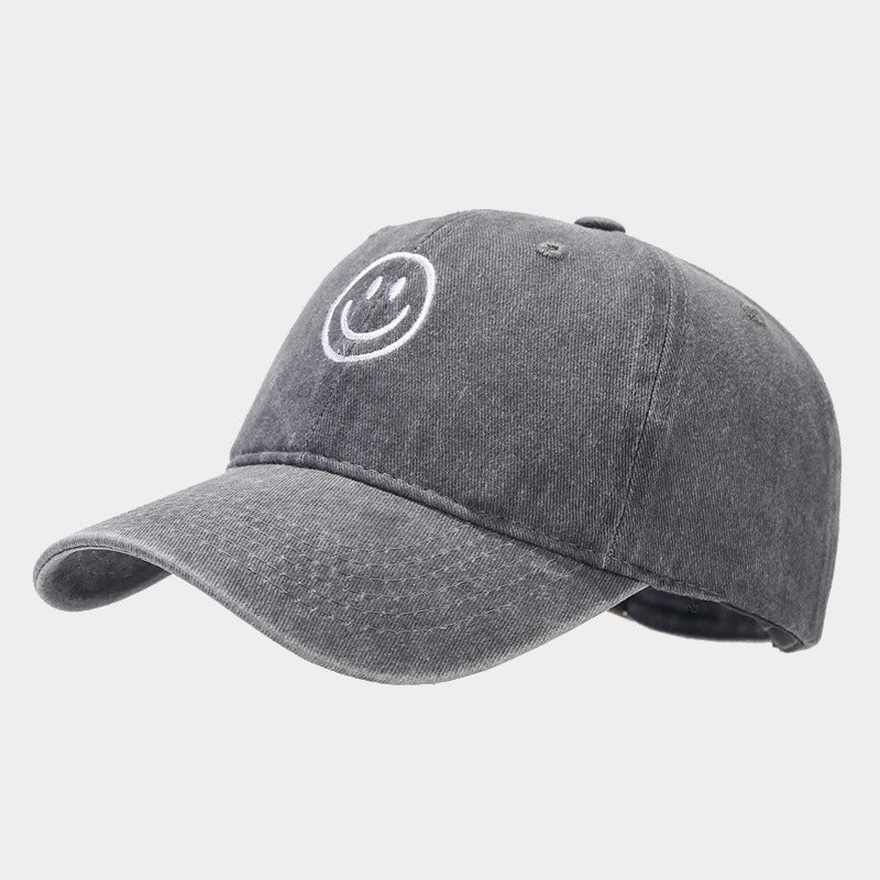 Unisex Cotton Blend Washed Baseball Cap Smiley Design Adjustable Fit Men's