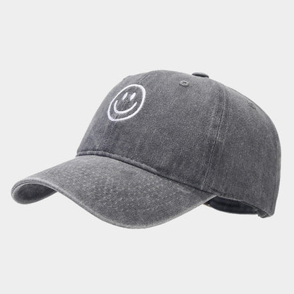 Unisex Cotton Blend Washed Baseball Cap Smiley Design Adjustable Fit Men's