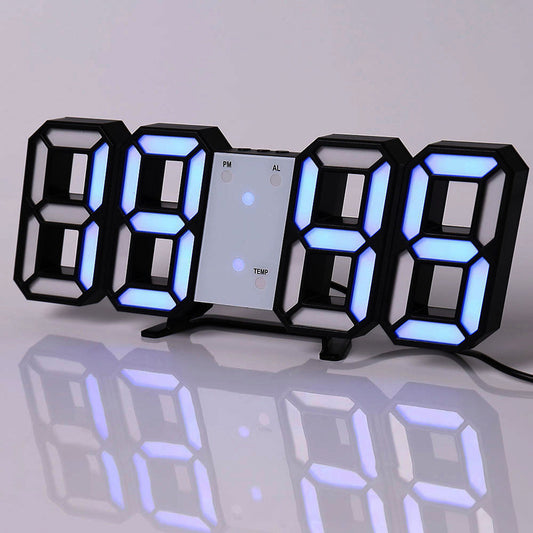 3D LED Digital Alarm Clock USB Charging 12/24 Hour Format Office Bedroom Kitchen