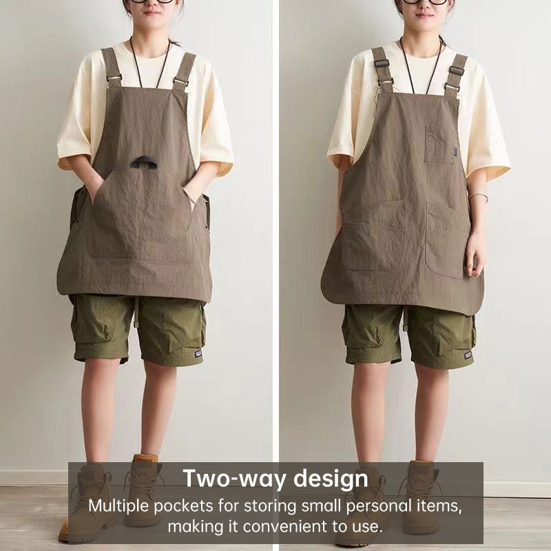 Unisex Waterproof Adjustable Double Sided Chef Apron Pure Colour Kitchen Wear