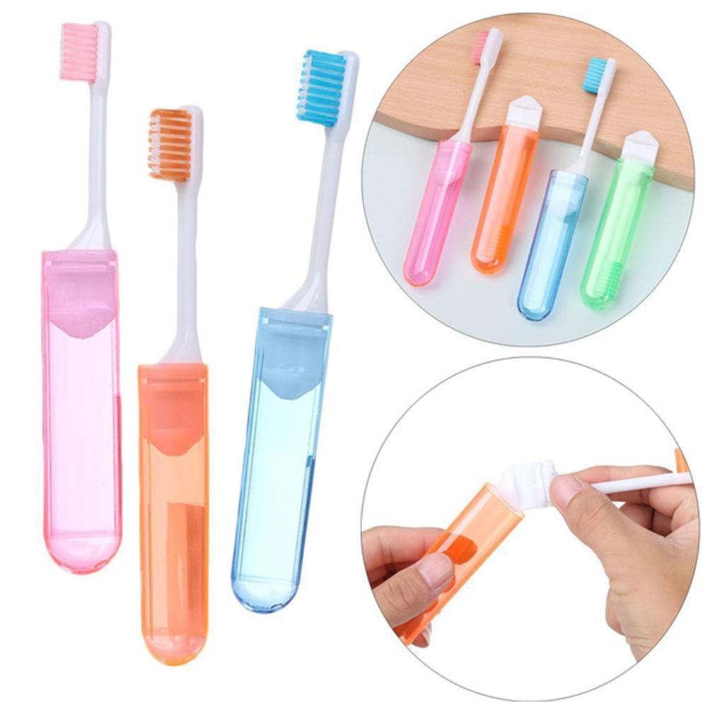 Folding Travel Toothbrush Protective Case Ultra Soft Bristles Compact Handle