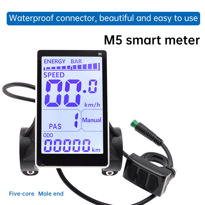 M5 LCD Display Screen for E-Bikes, 5-Pin Speedometer & Control Panel