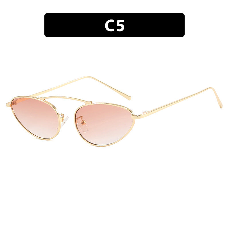 Women's Cat Eye Sunglasses Single Beam Metal Frame UV400 Sun Protection Stylish