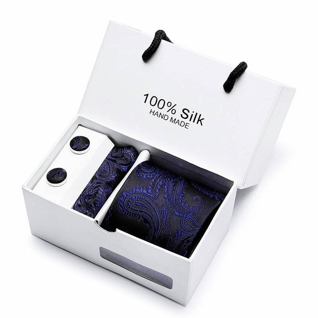 100% Silk 3pc Men's Plaid Tie Set Extra Long Woven Neck Ties Suit Gift Box